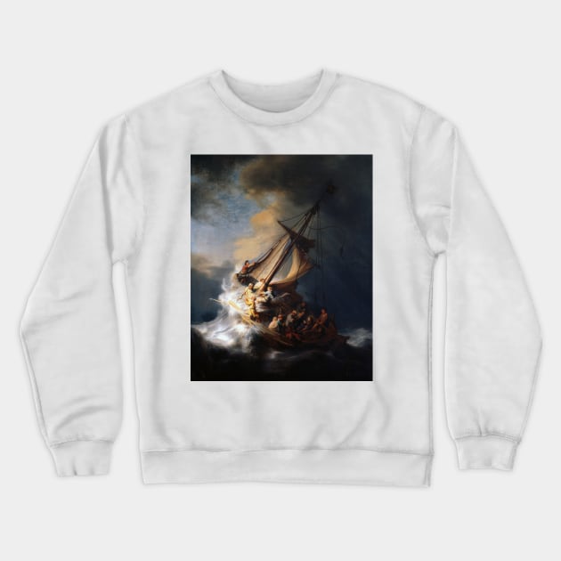 Stolen Painting  The Storm on the Sea of Galilee Crewneck Sweatshirt by podartist